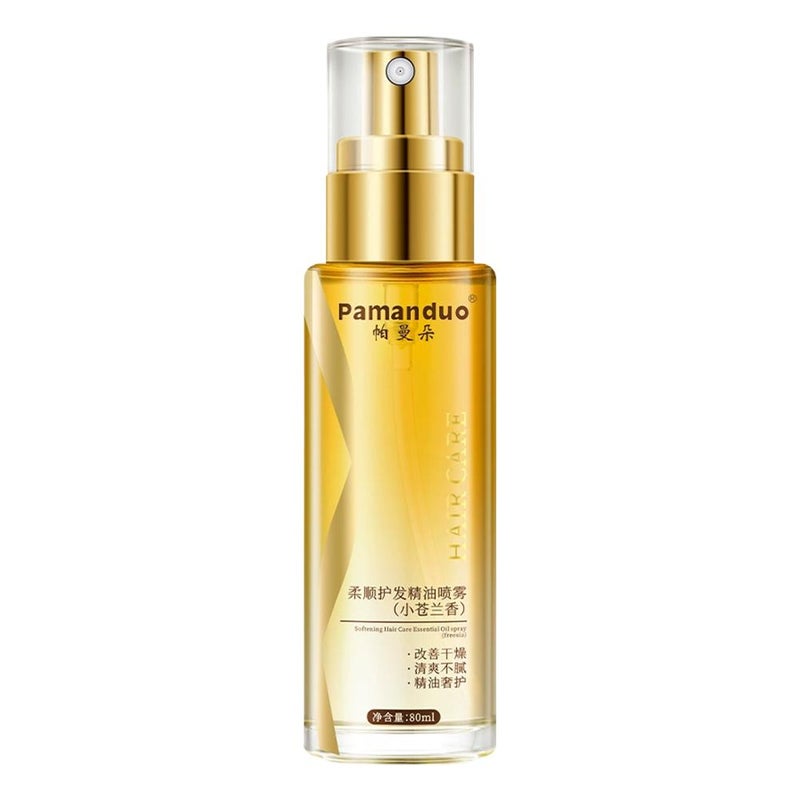 Pamando Rose Scented Leave-in Hair Oil Spray (80ml) - Long-lasting fragrance, smooth and shiny hair.